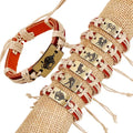 Leather Alloy Knitting 12 Signs Zodiac Adjustable Knot Bracelet ZU034