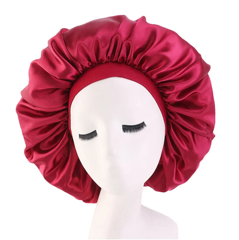 New Satin Hair Hat for Sleeping Flat Silk Round Haircare Women Headwear Ceremony Adjusting Button Night Hat