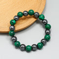 Men's Fashion Elastic Bracelet with Phoenix Tail Stone Beads Vintage Geometric Pattern for Wedding Gift Nature Stone Bangle