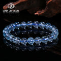 JD Natural Blue Topaz Clear Round Beads Bracelet for Woman Men Reiki Healing Genuine Topaz Stretch Bangles Fashion Jewelry Gift