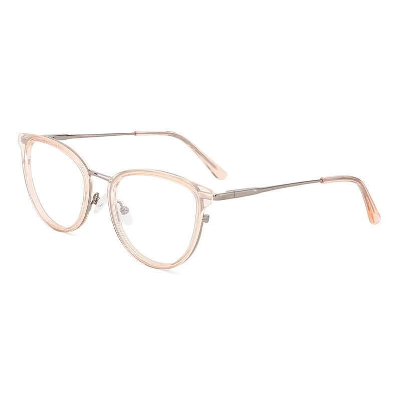 New Arrival Hot Trend Wild Transparent Retro Fashion Cat Eye Professional Anti-blue Light Metal Acetate Combined Glasses Frame