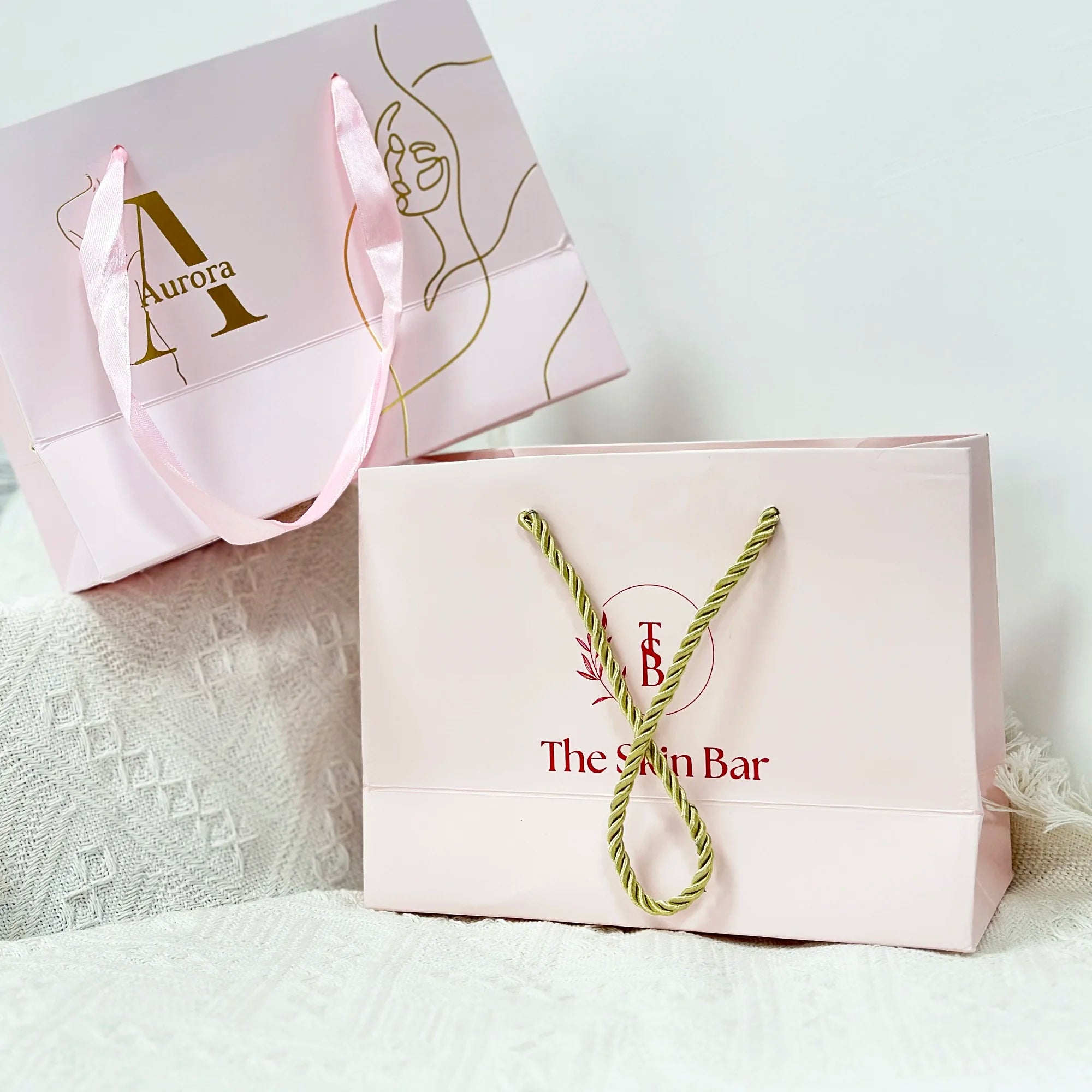 Pink Custom Printed Your Own Logo White Brown Takeaway Kraft Gift Craft Shopping Paper Bag With Handles Salt Packaging Bags