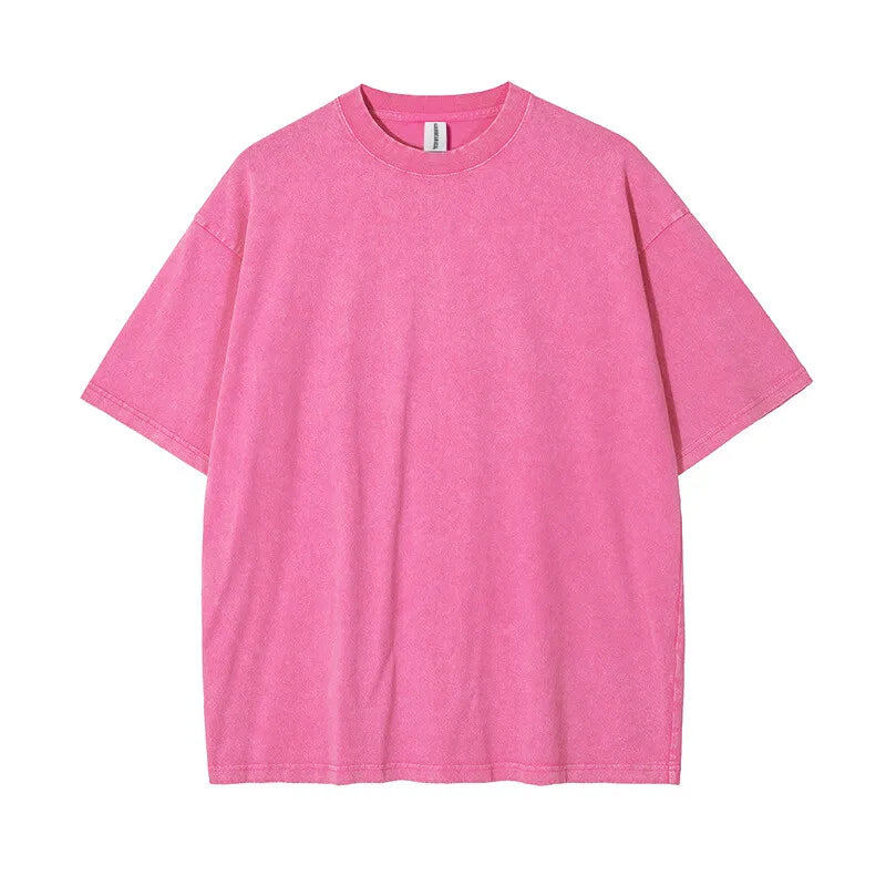 New Rightdo Acid Washed Vintage Heavyweight T Shirts 250GSM 100% Cotton Sun Faded T-Shirts Oversized in Blank Custom Available