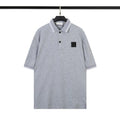 Summer Trendy Brand Fashion Badge Design Printed Short Sleeve Classic Collar Men's Fashion Casual Collar Collar Top