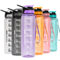 Custom Logo 1000ml Motivational Tritan Sport Water Bottle BPA Free Plastic with Fruit Infuser and Time Marker Leakproof Cup