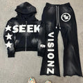 DCY Custom Clothing Manufacturers 2 Piece Hoodie Set UnisexTracksuit 100% CottonCustom Flared Tracksuits