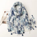 Wholesale Factory Custom Long Large Soft Cotton Voile Arabic Scarfs Women Hijabs Fashion Shawl Butterfly Printed Scarf