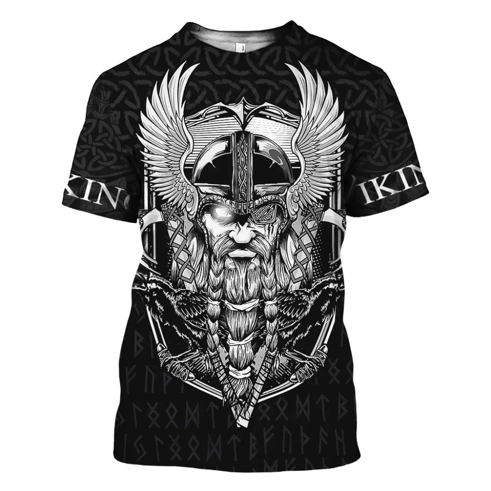 Customized Vikings Men's T-Shirt Norse Mythology Graphic Print Short WJH01 Sleeve Streetwear Hip Hop Casual Tee Shirts