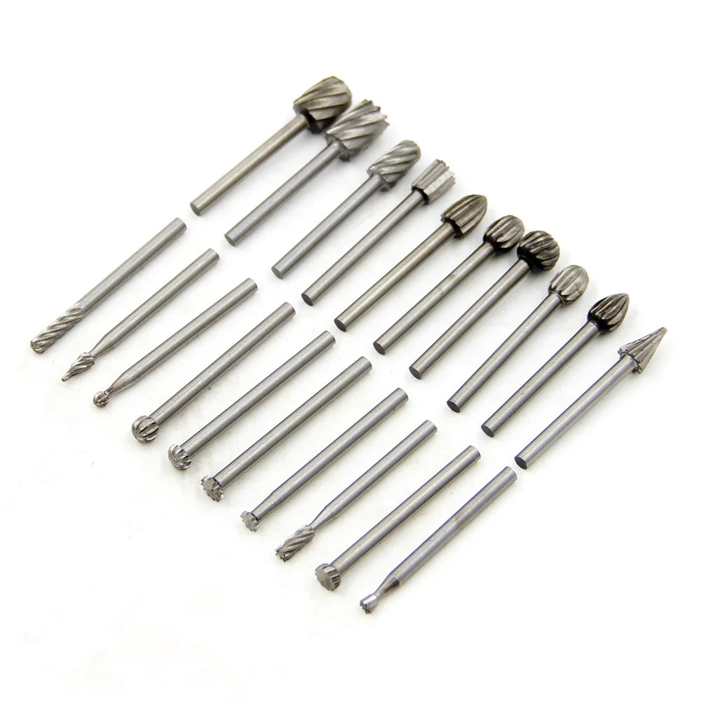 Electric Grinding Accessories Alloy Steel High Speed Steel Grinding Head Woodworking File Milling Cutter 20pcs