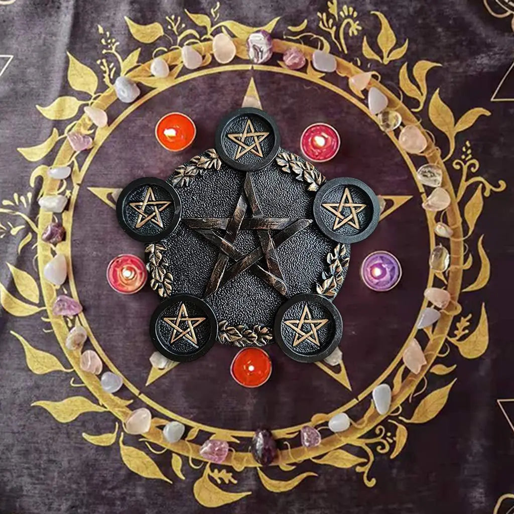 Pentagram Resin Candlestick Black Gold Personality Candlestick Decoration Home Decoration Scepter Ceremony Divination Props