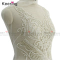Factory Silver Crystal Clear Long Bodice Dresses Applique Rhinestones Fabric WDP-179