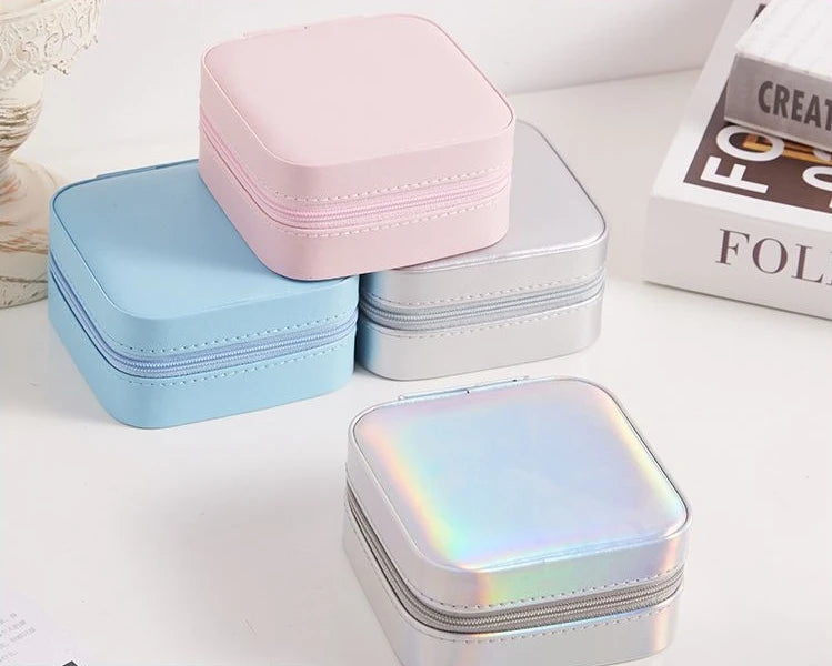 New Design Jewelry Box Pink Rectangle Earring Boxes Packaging Leather Jewelry Box Organizer