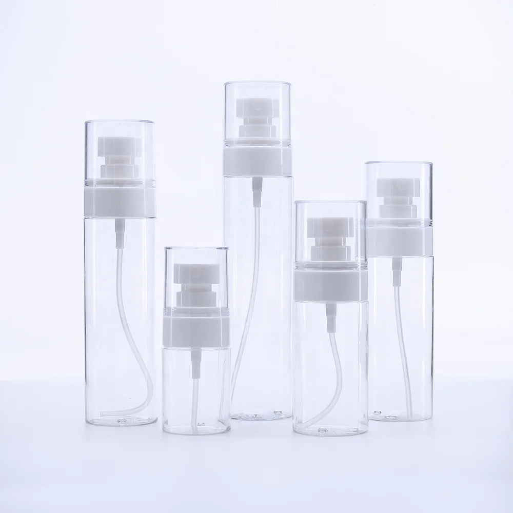 Factory 30ml 60ml 80ml 100ml 120ml Transparent Surface Pet Plastic Fine Mist Spray Perfume Bottle with White Black Clear Cover