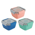 BPA Free 52oz Salad Bowls with 3 Compartments Salad Dressings Container for Salad Toppings Snacks Men Women