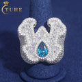 New Design Baguette Moissanite Letter Name Championship Ring Iced Out Diamonds Letter Initial Name Jewelry Birthday Gift