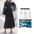 Brand Customization Women's Floor-Length Elegant Evening Dress Long Sleeve Ball Gown Style Lace Decoration Party Maxi Dress