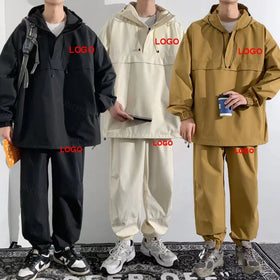 Men Sets Hip Hop Trousers+jacket Suits Fashion High Street Tees Streetwear Joggers Trousers Set Tracksuit