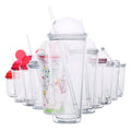 Reusable Double Wall 16OZ Eco-Friendly Transparent Custom Print Plastic Smoothie Ice Coffee Milkshake Tumbler Straw American