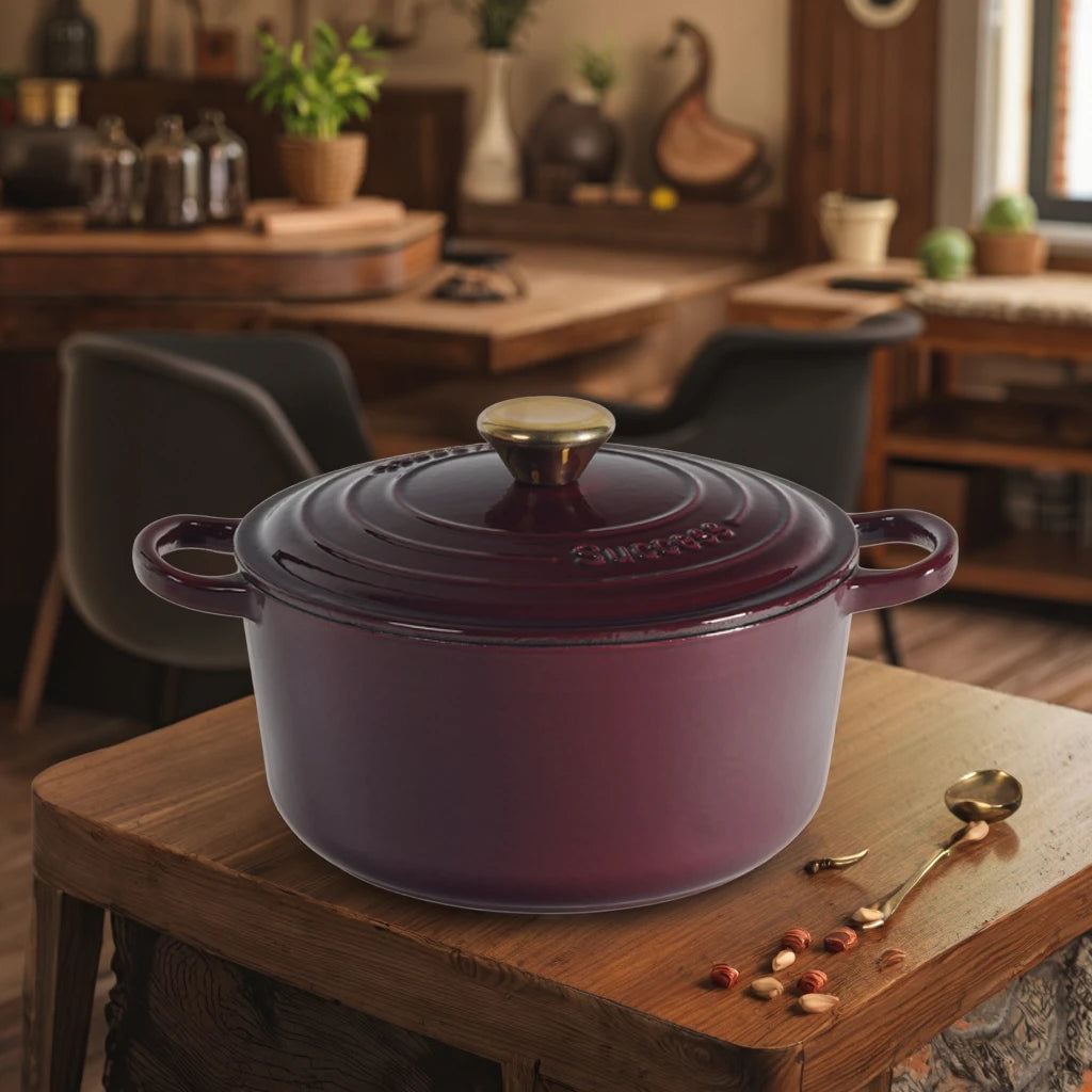 Durable Cast Iron Enamel Dutch Oven Kitchen Essential for Comfort and Style for Home and Restaurant Cooking or Camping