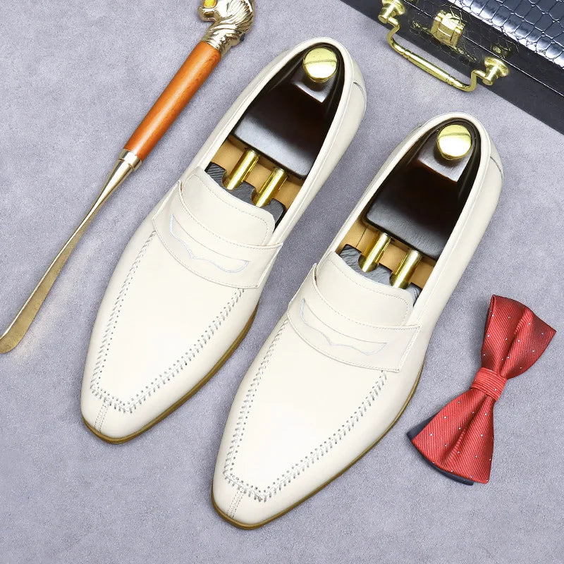 Latest Luxury Elegant Business Office Genuine Leather Loafers Dress Shoes for Men High End Wedding