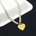 Elegant Freshwater Pearl Choker Necklace 18K Gold Stainless Steel Heart Pendant Women Pearl Necklace Valentine's Gift