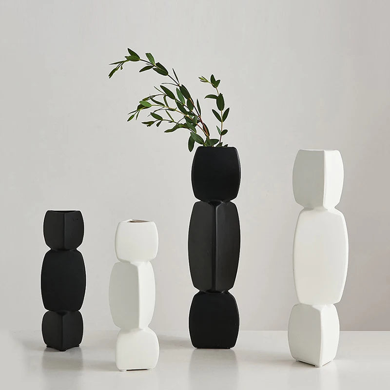 Abstract Art Ceramic Vase White Vases Modern Home Vase Decoration House