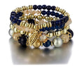 2022 Best Selling Boho Multilayer Elastic Leaf Charms Glass Beads Womans Bracelets Jewelry Set Manufacturers Wholesale