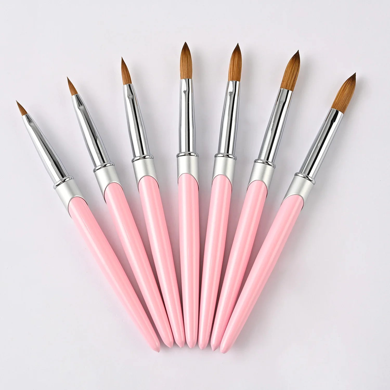 Custom Nail Art Brush Set Pink Acrylic Brush Pure 100% Kolinsky Acrylic Nail Brush Pink