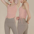 Summer Women Scrunch Waist Yoga Sleeveless Clothes Gym Workout Wear Quick Dry Slim Short Tank Top Ladies Sports Vest Activewear