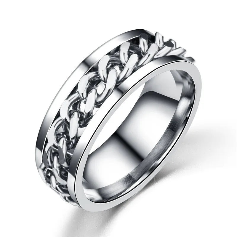New Arrival High Quality 4 Colors Fashion Trendy Man Woman Fashion Stainless Steel Chain Ring
