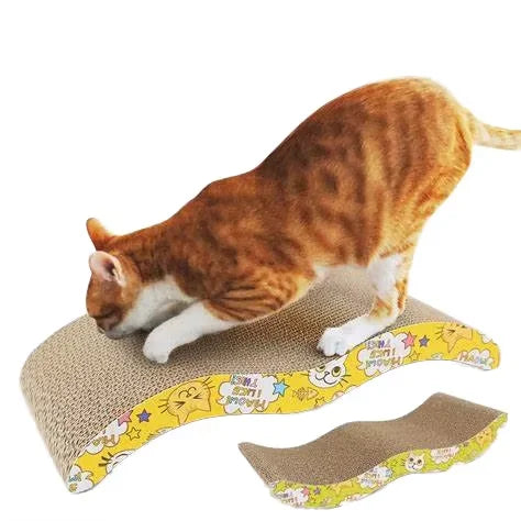 Kangdarpet Corrugated Wood Cat Scratch Board Flat Curved Design Sustainable Features for Environmental Protection Cats