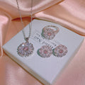 Luxury Three-Piece Bridal Jewelry Set Cubic Zirconia Daisy Necklace and Earrings Fine Wedding Jewelry for Women