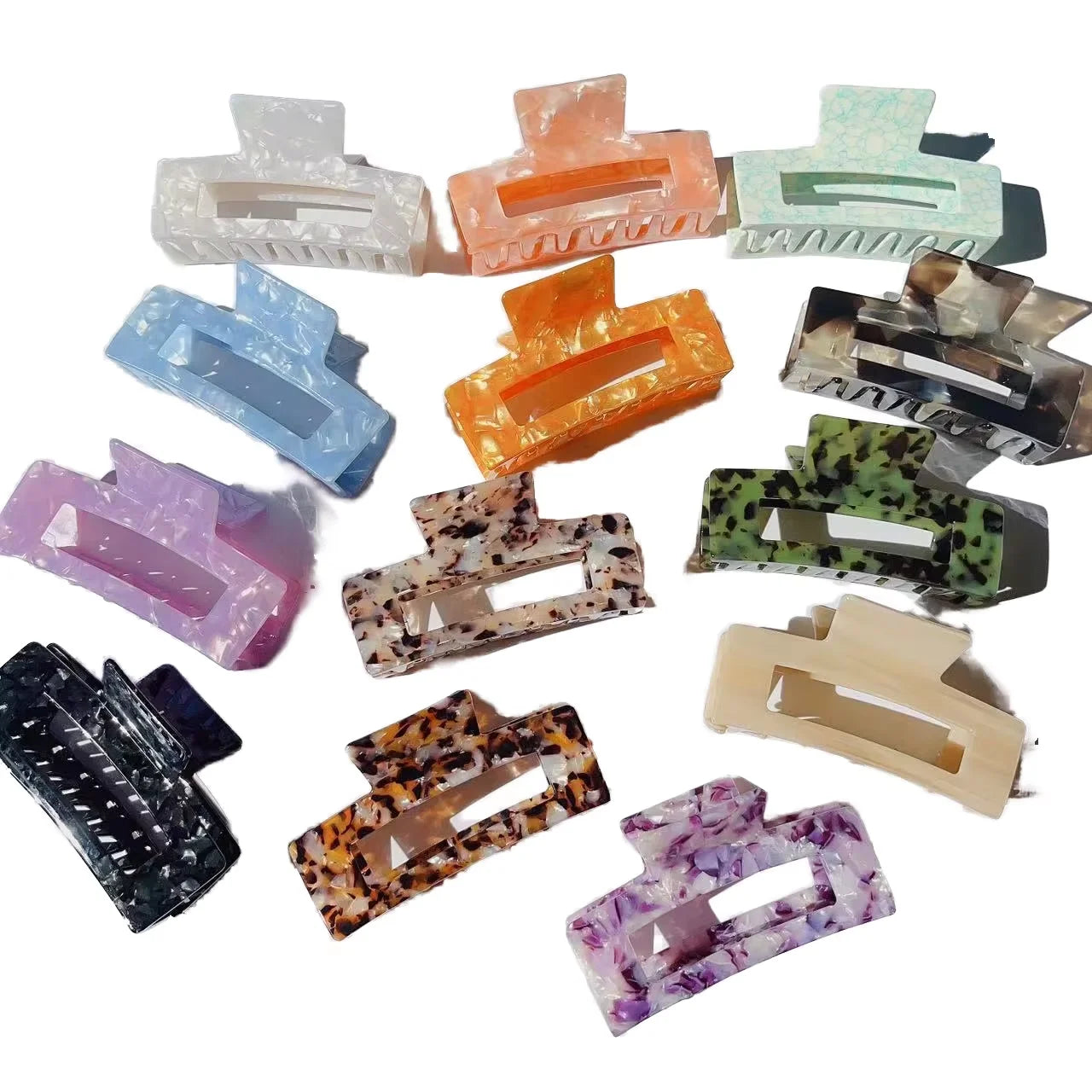 Hot Selling Women Rectangle Large Acetate Hair Claw Clip Tortoise Shell Strong Hold Hair Jaw Clips Accessories for Thick Hair