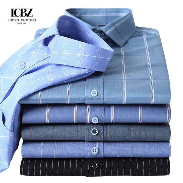Four Seasons Bamboo Business Casual Anti-Wrinkle Cod Elastic Shirt Fiber Shirt  Men'S Plaid Stripe Dress Shirt Men's White