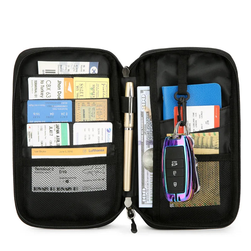 Custom Polyester Zipper Card Holder Travel Organizer and Storage for Passport Wallet Tickets and Essential Documents MegaBDM