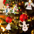 New Christmas 10 Designs Unfinished Wooden Hanging Ornaments Children DIY Colorful Painted Hanging Decorations for Christmas