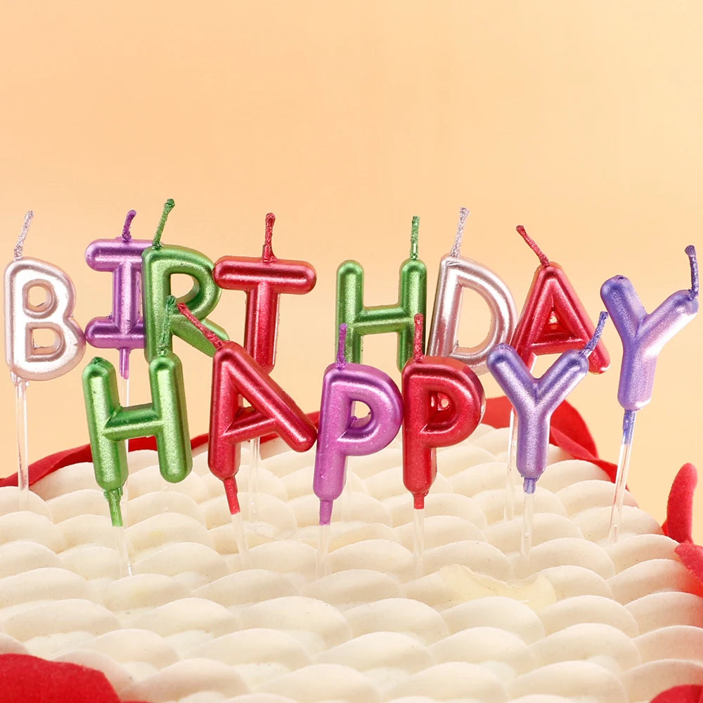 New Design Birthday Decoration Metallic Color  Happy Birthday Letter Candles