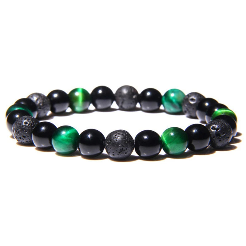 Charm Microscope Beads Men Bracelet Natural 8 mm Matte Onyx lava Stone Beads Bracelet ST149