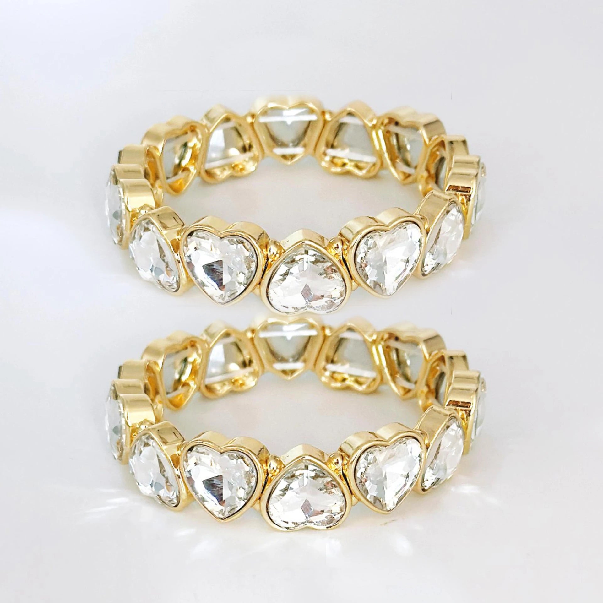 2026 Fashion Personality Elastic Heart Zircon Alloy Bracelet Men and Women Fashion Jewelry Accessories