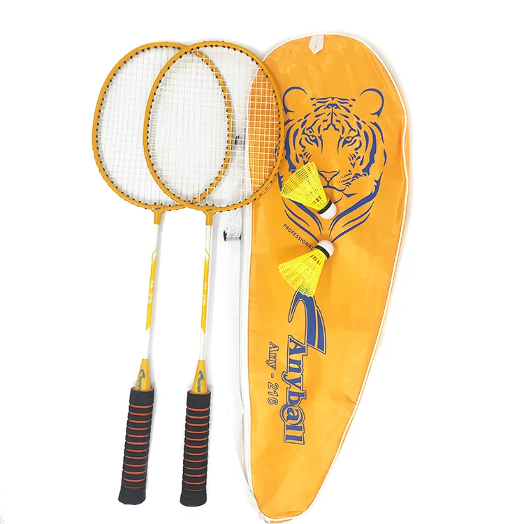 Wholesale Steel Alloy High Elastic Sponge Handle  Badminton Rackets Set Outdoor Training Racquets with Bag for Kids Adults sports