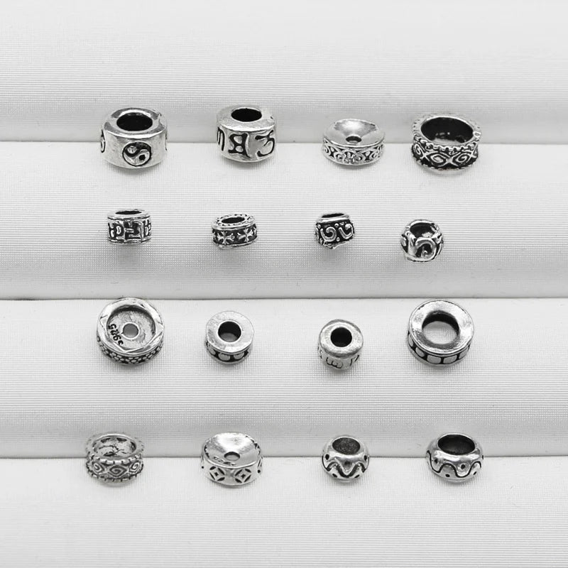 20 Style Retro 925 Sterling Antique Silver Engraving Cross Spacer Beads Wheel Beads for Jewelry Making