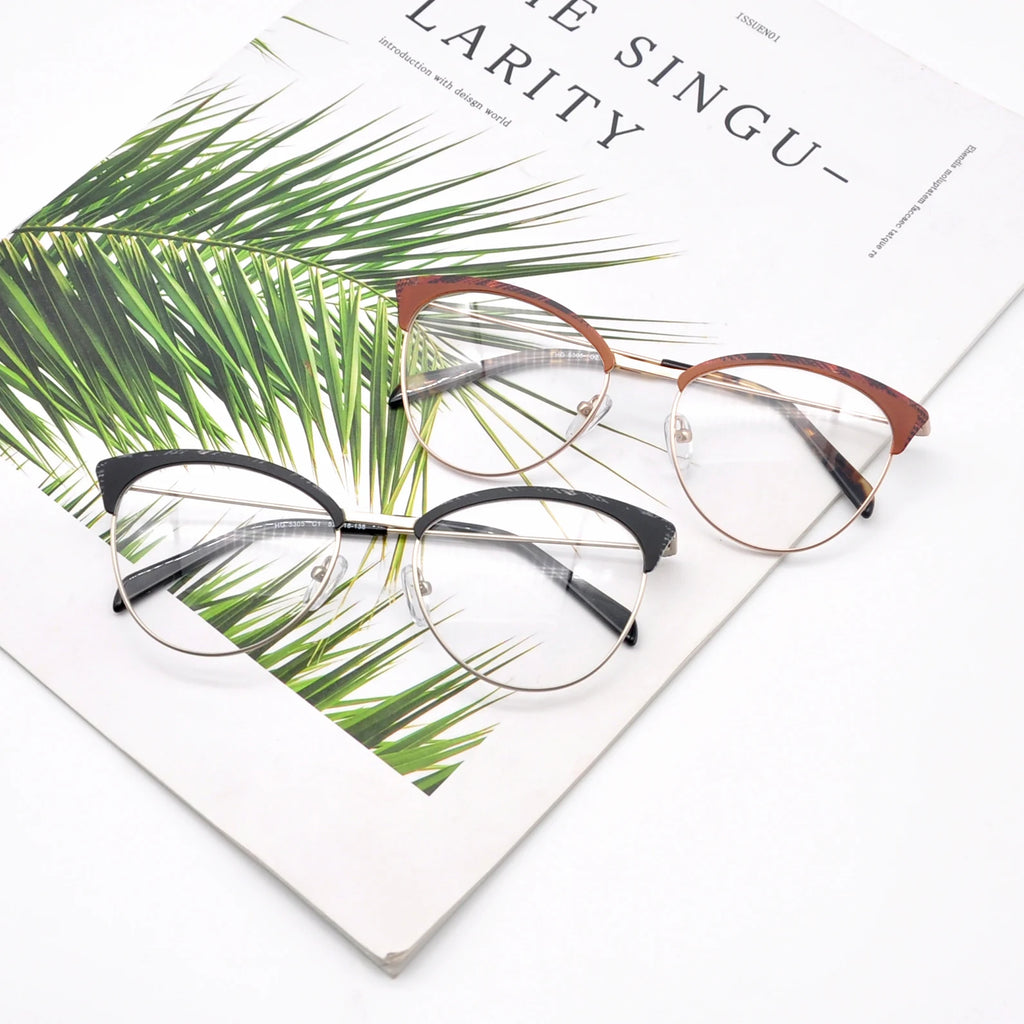 2025 Hot Selling Women's Multi-Colored Round Metal Optical Eyeglass Frames