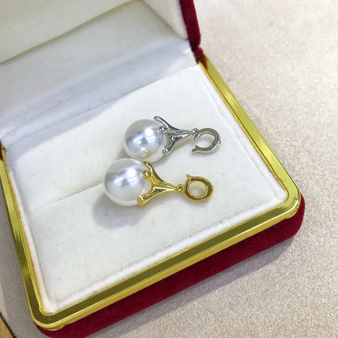 P1555 11-12mm DIY Natural  Freshwater Pearl Charm Pendant Necklace Accessory 925 Sterling Silver Jewelry for Women Without Chain