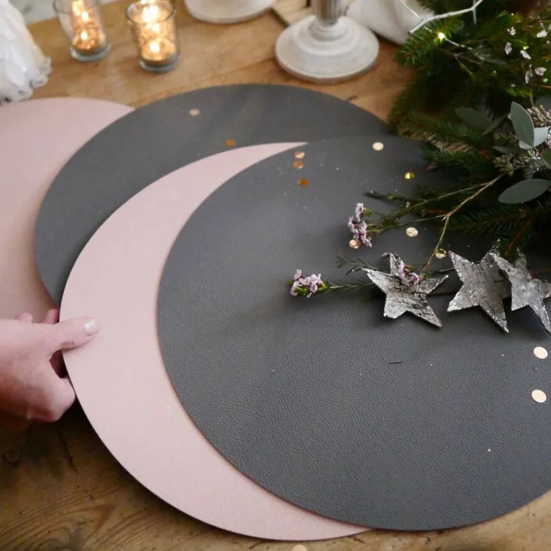 Leather Textured Grey Pink Placemats Luxury Leather Table Mat Christmas Placemat Home Decor Dining Leather Placemat