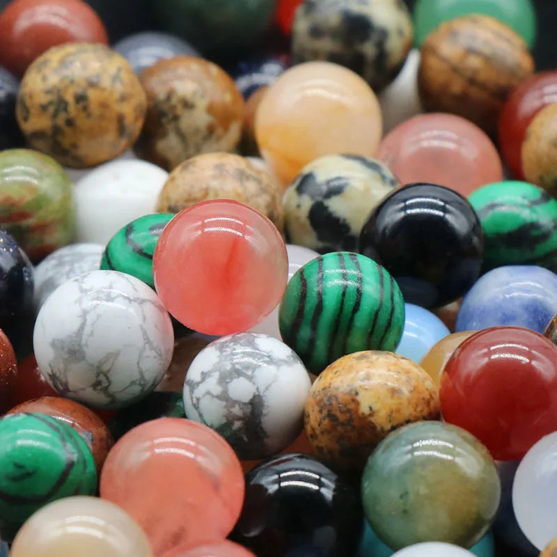 Promotional Sale 8mm Round Natural Stone Beads Genuine Agate Beading Gemstones Color Mixed DIY Smooth Beads Loose Gemstones