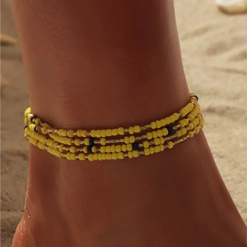 Fashion Beach Handmade Beading Anklet Women Colorful Crystal Bead Foot Chain Summer Trendy