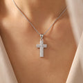 Wholesale Charm Pendants Rhodium Plated Cubic Zirconia Christian Cross God Retro 925 Sterling Silver Fine Jewelry