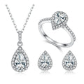HL06 China Jewellery Manufacturer Pear Cut D Color Moissanite Diamond Sterling Silver Jewelry Set With Ring Earrings Necklace