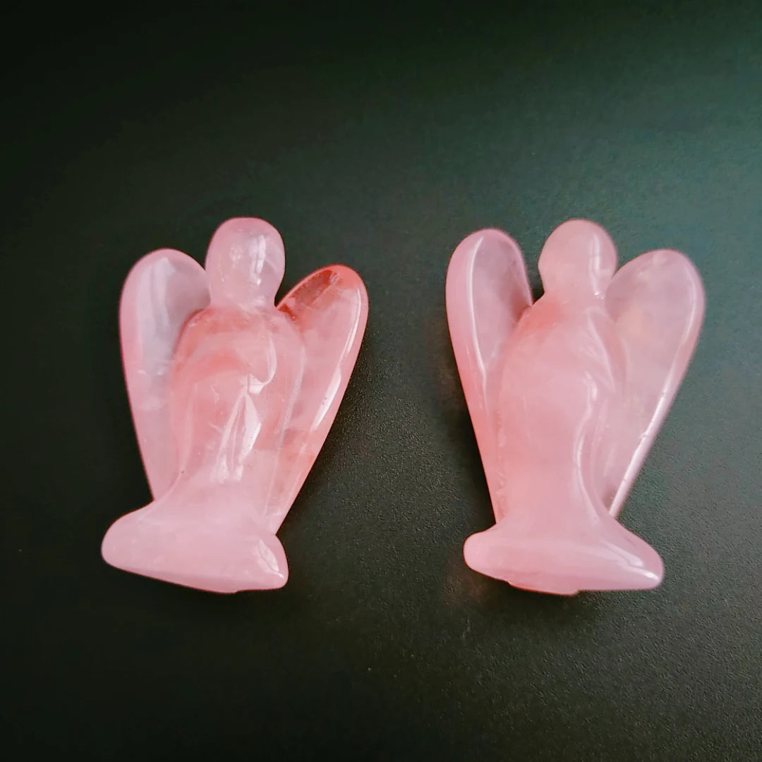 HUIYING Popular Present Rose quartz carving angel semi-precious angels for jewelry making