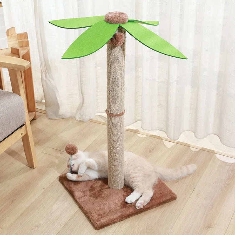 MEFESIPI Foldable Interactive Cats Tree Tower Coconut Palm Cat Tree with Scratching Post Sisal Cat Condo Furniture